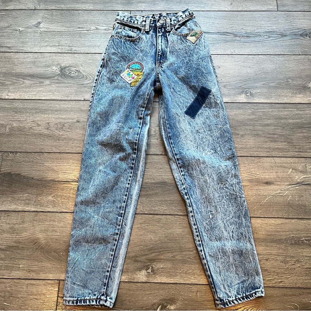 Vtg 80s Zena Jeans Womens Sz 4 Mom High Waist Denim with Patches